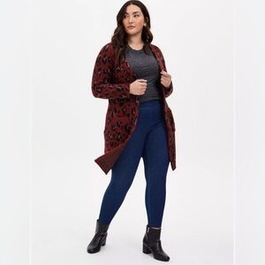 Torrid Animal Print Cardigan in Red and Black